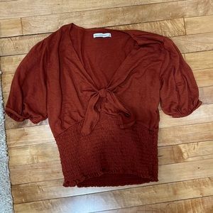 Abercrombie tie front with peek a boo boob hole